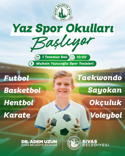 Sivas Belediye Yaz Spor Okulları Başlıyor -sivas gazeter haber -radyo bora
