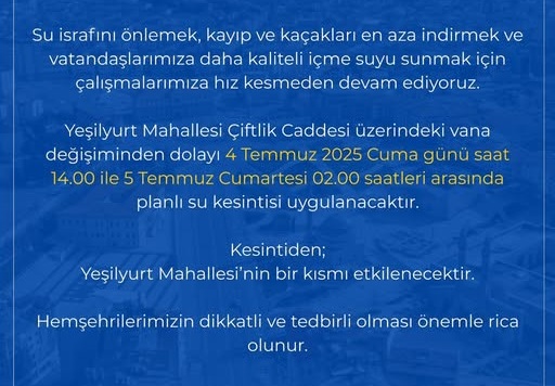 Sivaslı Hemşehrilerimizin Dikkatine Su Kesintisi  - sivas gazete haber -radyo bora