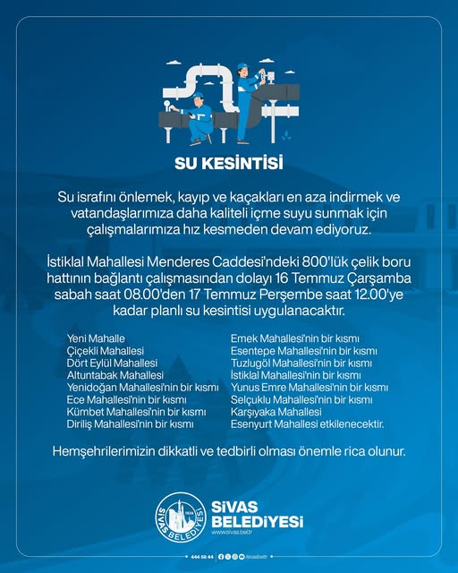 sivas ta su kesintisi  - sivas gazete haber- radyo bora