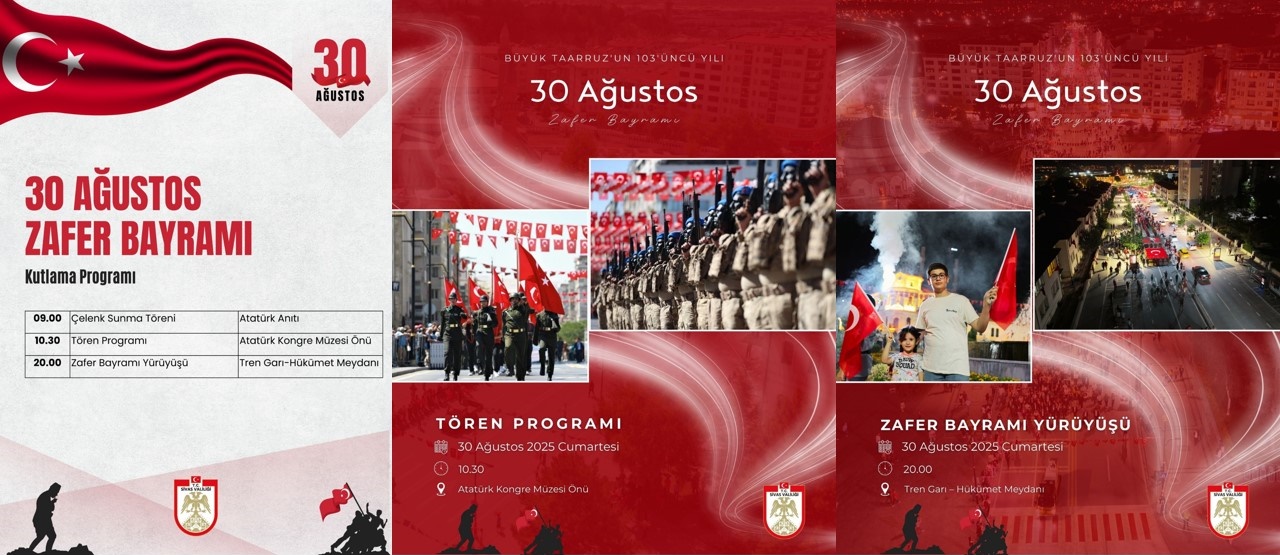 Sivas'ta 30 Ağustos Zafer Bayramı Kutlama Programı -sivas gazete haber -radyo bora