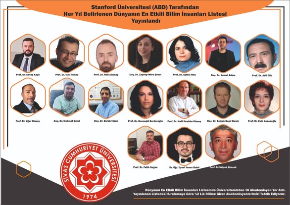 Sivas Cumhuriyet Üniversitesi’nden 16 Akademisyen Dünyanın En Etkili Bilim İnsanları Listesinde sivasgazetehaber radyobora