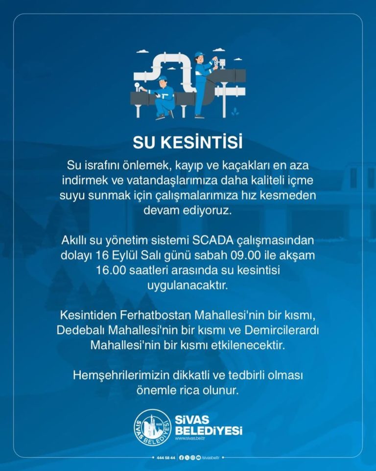 Sivas'ta Su Kesintisi  -sivasgazetehaber-radyobora