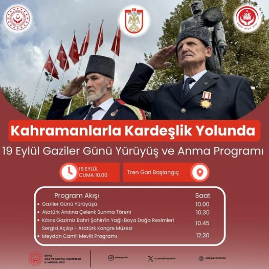 Sivas'ta19 Eylül Gaziler Günü Yürüyüşü sivasgazetehaber-radyobora