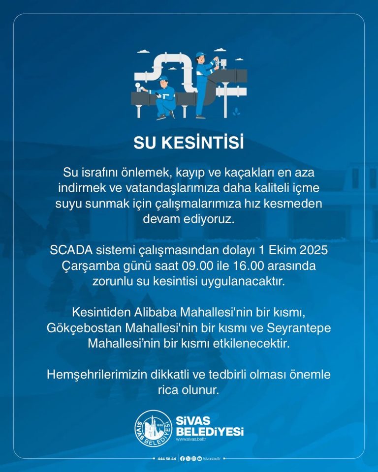 sivas'ta zorunlu su kesintisi sivasgazetehaber radyobora