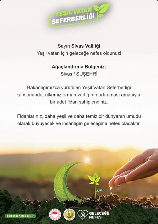 Bu topraklarla buluşturulan her fidan, sadece toprağa değil; kalplere tutunuyor.sivasgazetehaber radyobora