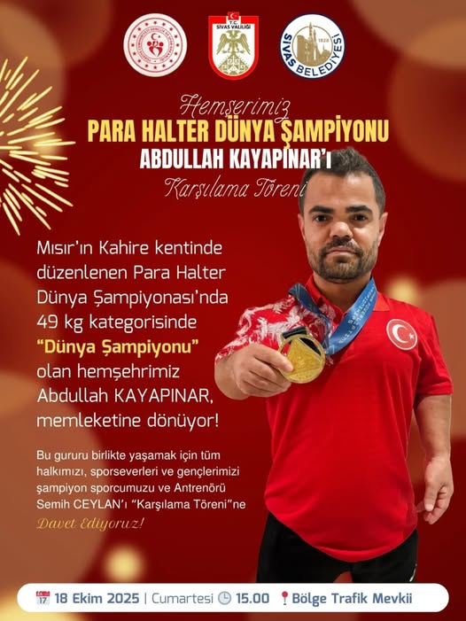 Gelin Para Halter Şampiyonumuz Abdullah Kayapınar 'ı  Hep Birlikte Omuzlarımızda Taşıyalım.. sivasgazetehaber radyobora