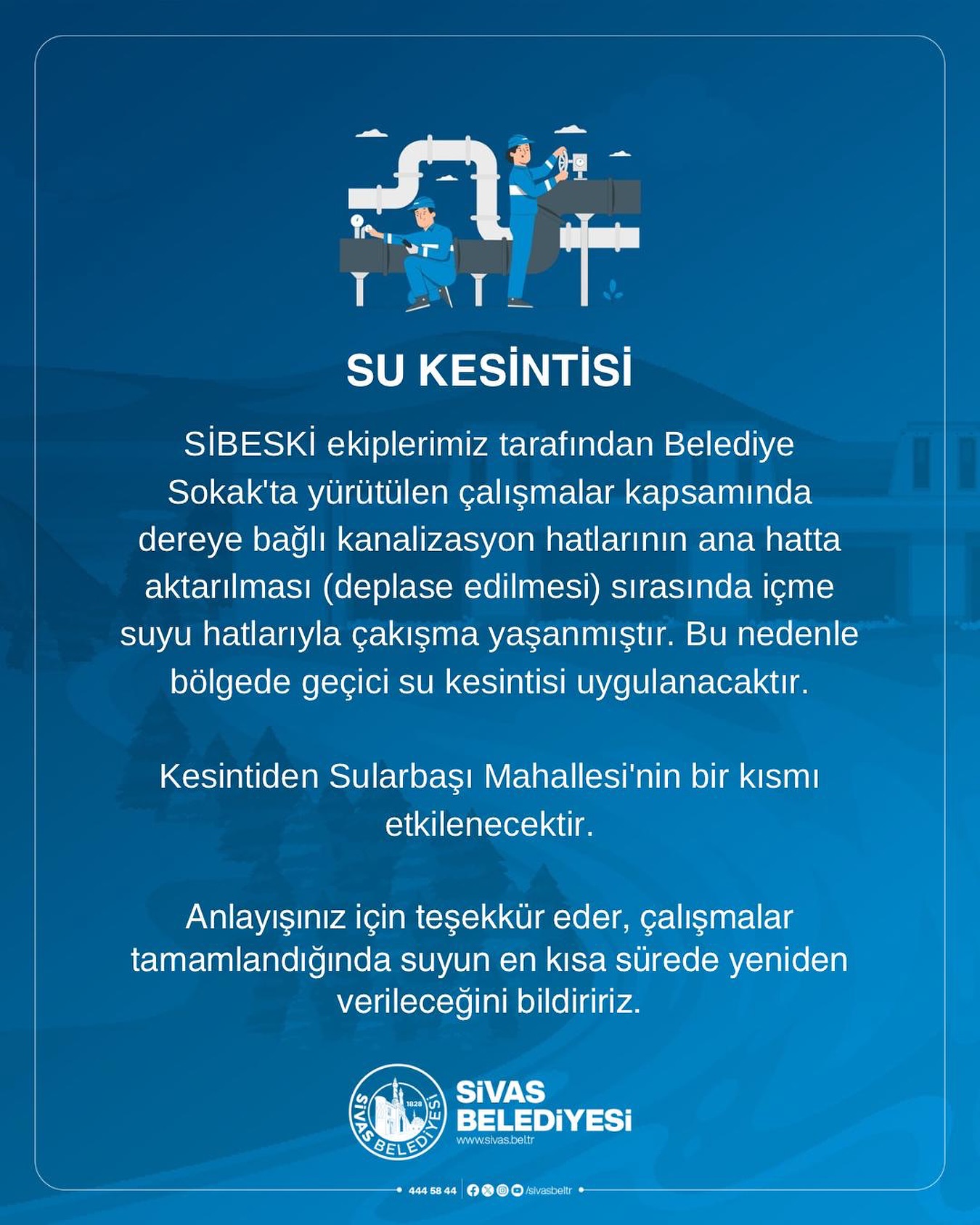 Sivas'ta Su Kesintisi sivasgazetehaber radyobora