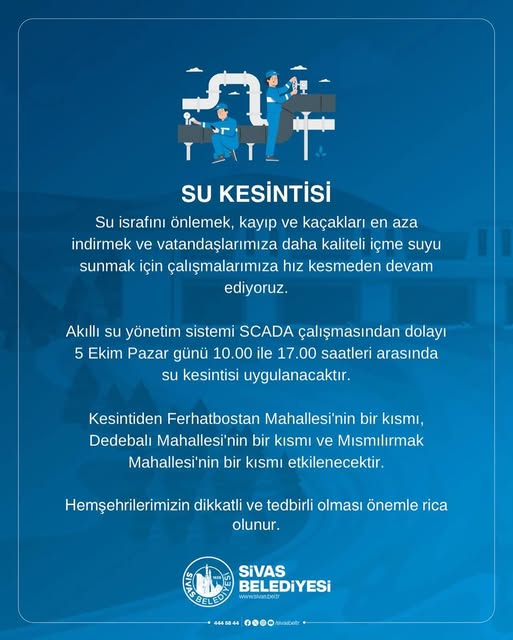 Sivas'ta Su Kesintisi  sivasgazetehaber radyobora