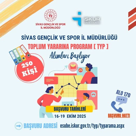 Toplum Yararına Program (TYP) Kapsamında 250 kişilik Geçici İşçi Alımı! sivasgazetehaber radyobora