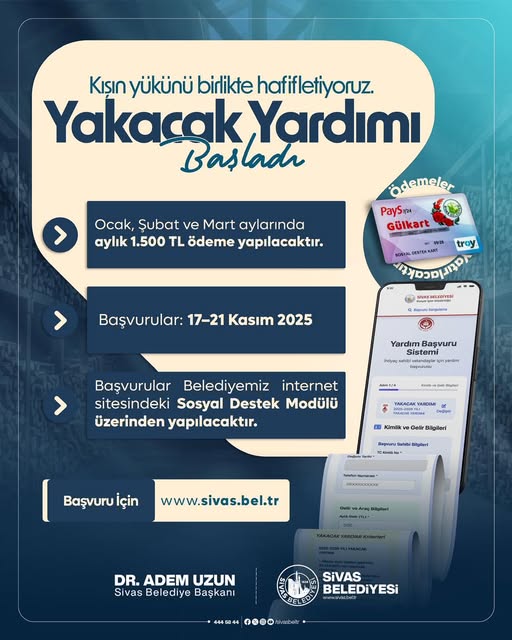 2026 yakacak yardımı başvuruları başladı. SİVASGAZETEHABE RADYOBORA
