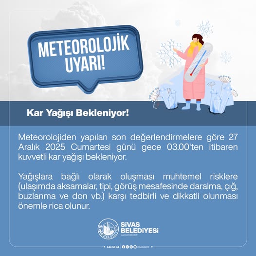 Meteorolojik uyarı sivas'ta kar yağısı bekleniyor sivasgazetehaber ardyobora