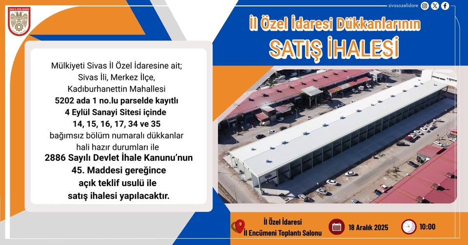 Sivas İl Özel İdaresi İhale İlanı sivasgazetehaber radyobora