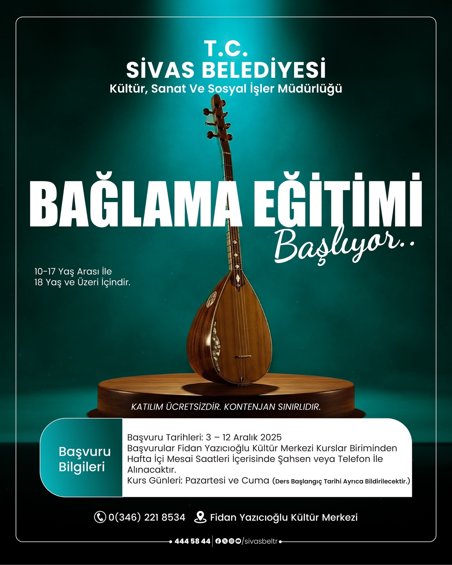 Sivas'ta Sanatla, müzikle, halk oyunlarıyla buluşma zamanı..sivasgazetehaber radyobora