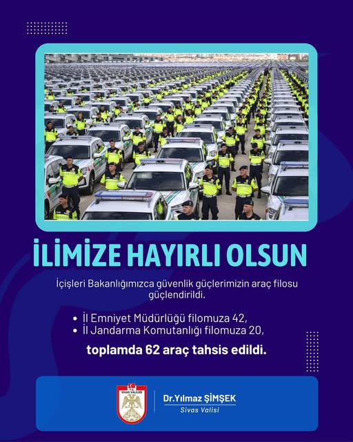 Sivas’ta huzur ve güvenliğin kesintisiz devamı için araç filomuz güçleniyor sivasgazetehaber radyobora
