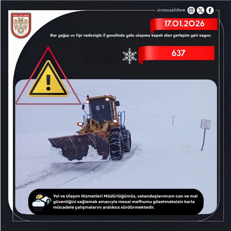 17.01.2026 Günü Sivas'ta Karla Mücadele 2