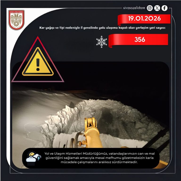 19 Ocak 2026 Sivas'ta Karla Mücadele sivasgazetehaber radyobora