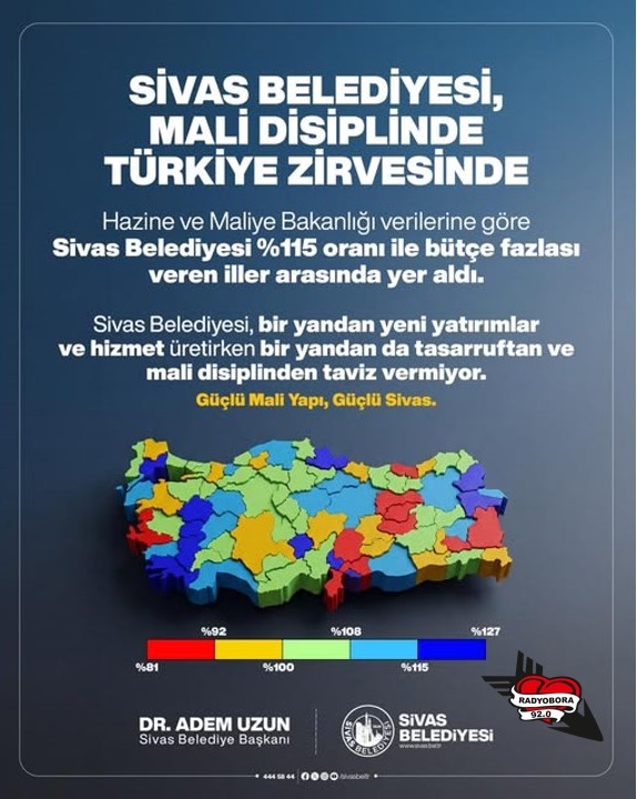 SİVAS BELEDİYESİ MALİ DİSİPLİNDE TÜRKİYE ZİRVESİNDE radyobora
