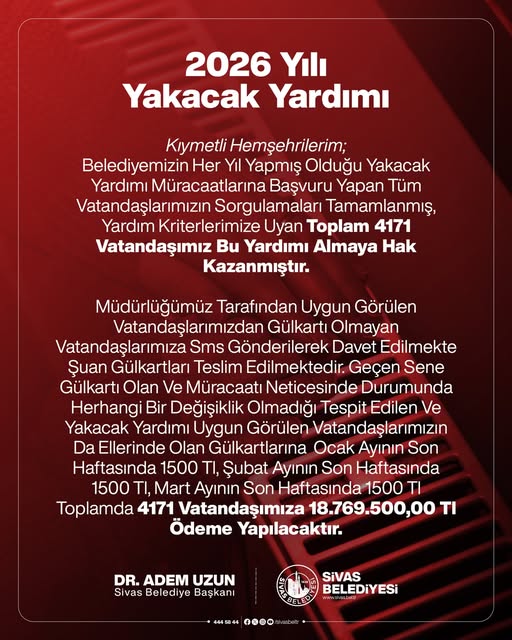 Sivas'ta 2026 Yakacak yardımı sivasgazetehaber radyobora