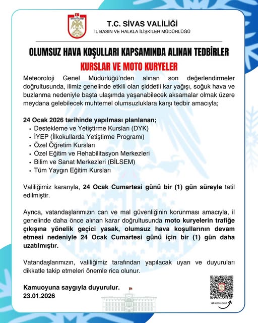 Sivas'ta Olumsuz hava koşulları kapsamında alınan tedbirler  23.01.2026 sivasgazetyehaber radyobora