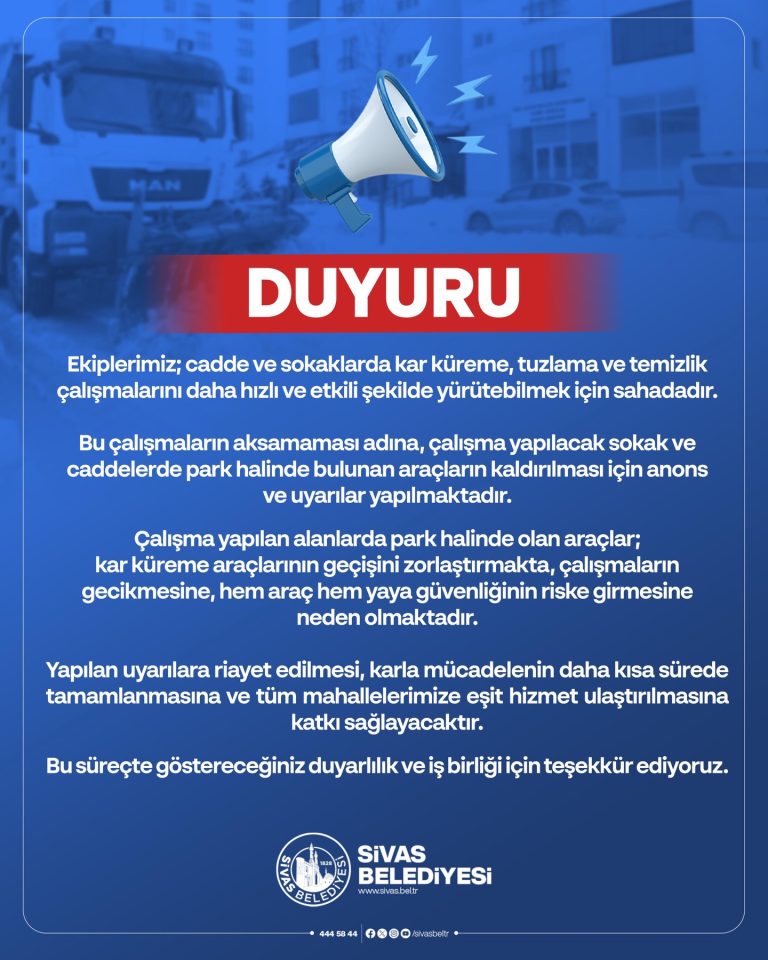 sİVAS belediyesi cadde ve sokaklarda kar küreme, tuzlama ve temizlik çalışmalarını daha hızlı ve etkili şekilde yürütebilmek için sahada sivasgazetehaber radyobora