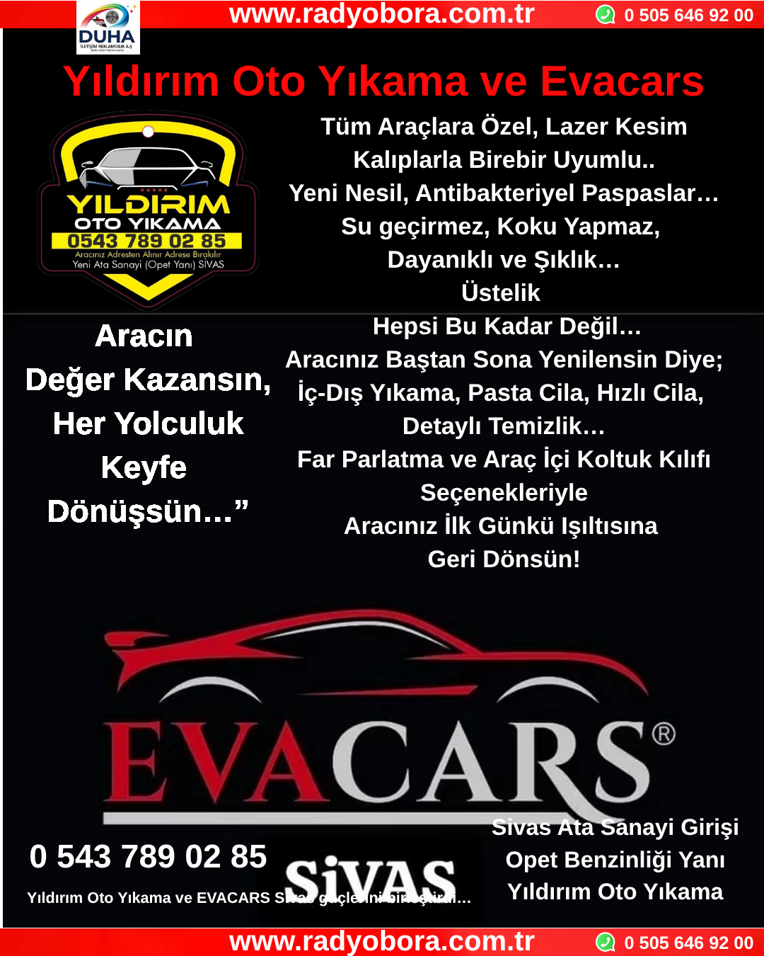 Yıldırım Oto Yıkama ve EVACARS Radyo Bora