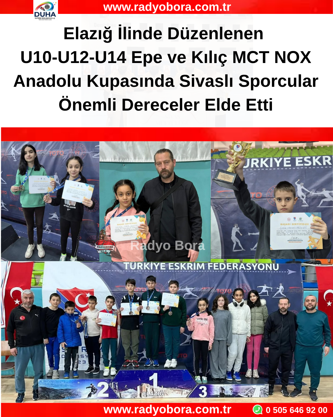 Elazığ İlinde Düzenlenen U10-U12-U14 Epe ve Kılıç MCT NOX Anadolu KupasındaSivaslı Sporcular Önemli Dereceler Elde Etti RADYO BORA
