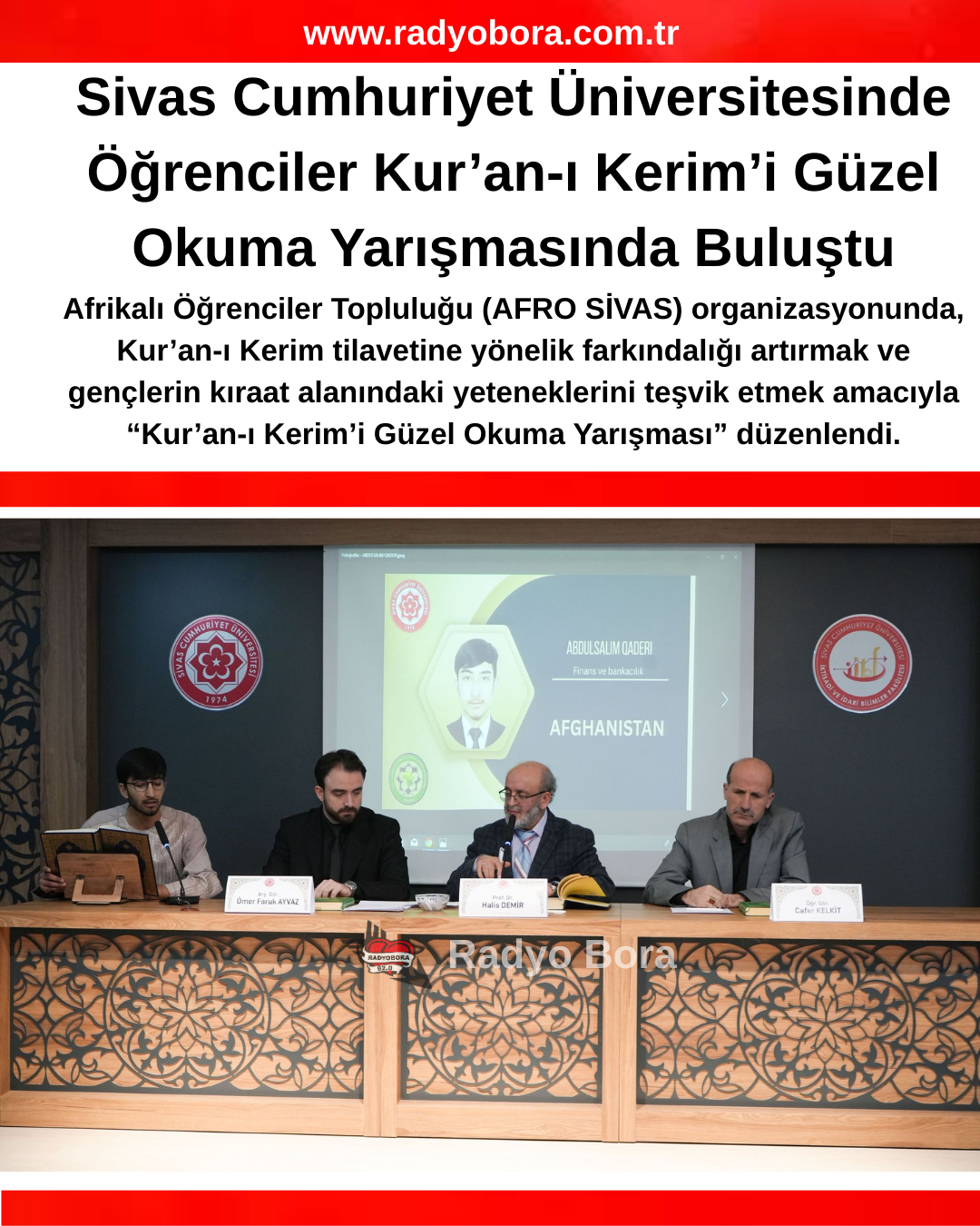 Sivas Cumhuriyet Üniversitesinde Öğrenciler Kur’an-ı Kerim’i Güzel Okuma Yarışmasında Buluştu radyobora