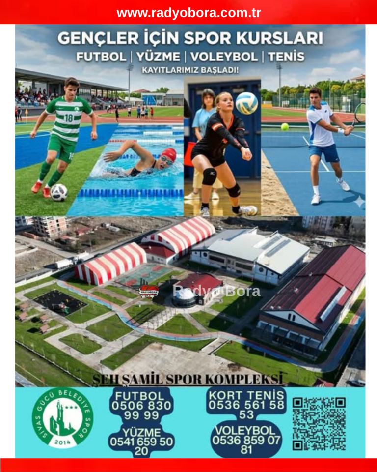 Sivas Gücü Belediyespor Kulübü Bünyesinde Futbol – Yüzme - Kort Tenisi – Voleybol Kursları Başlalıyor radyobora