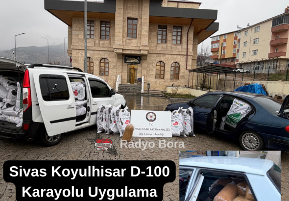 Sivas Koyulhisar D-100 Karayolu Uygulama Noktasında Kaçak Tütün Yakalandı radyo bora