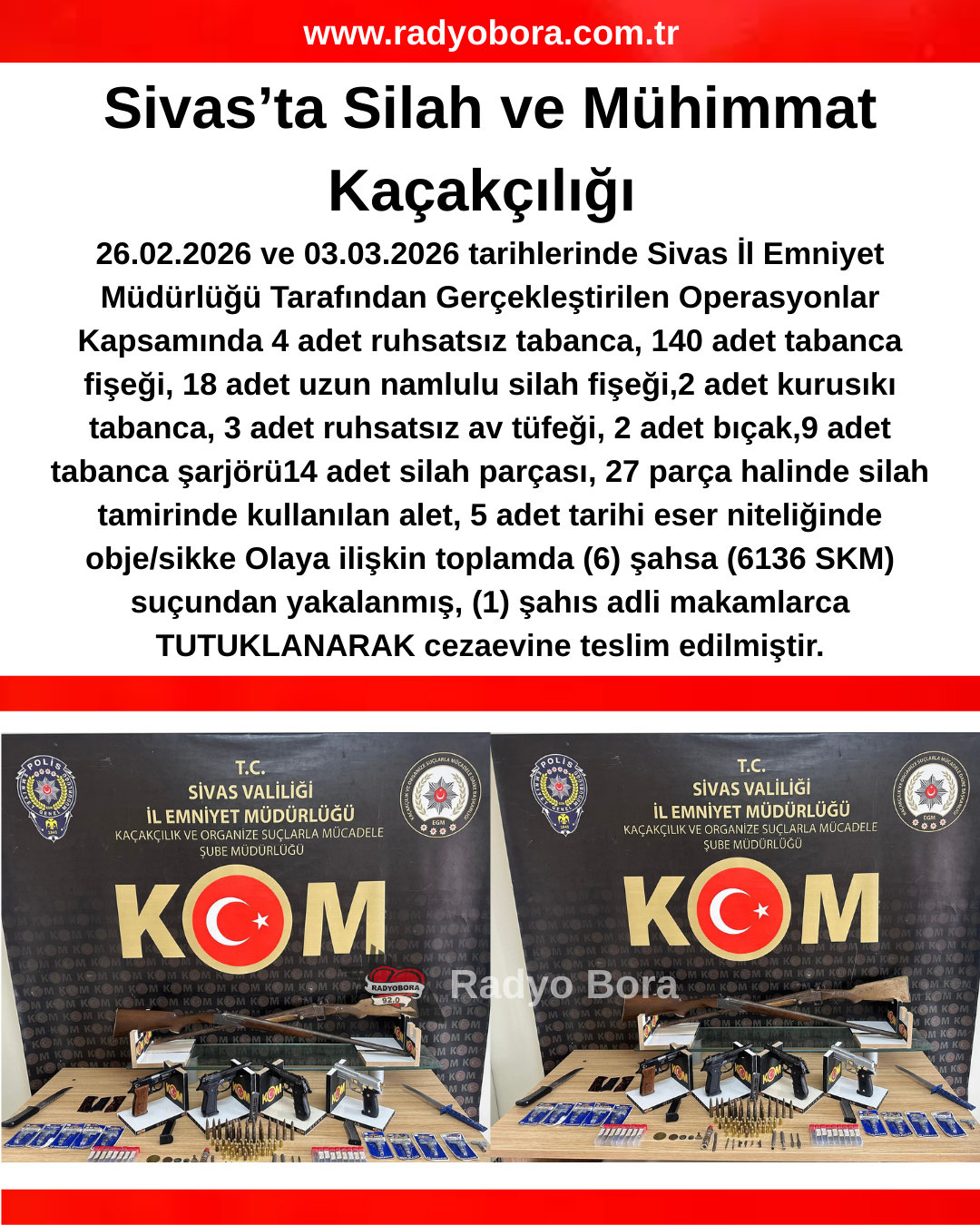 Sivas’ta Silah ve Mühimmat Kaçakçılığı  radyobora