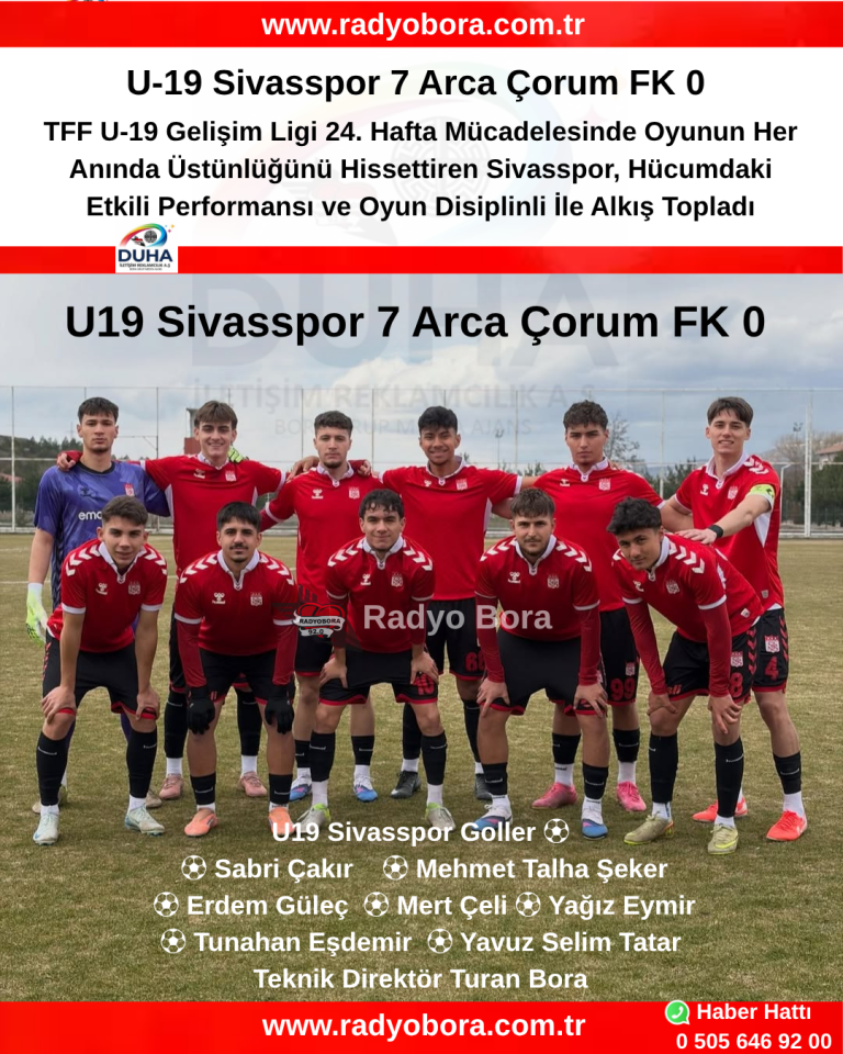 U-19 Sivasspor 7 Arca Çorum FK 0  RADYOBORA
