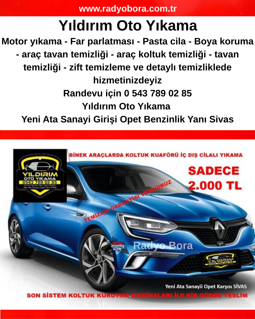 Yıldırım Oto Yıkama radyo bora