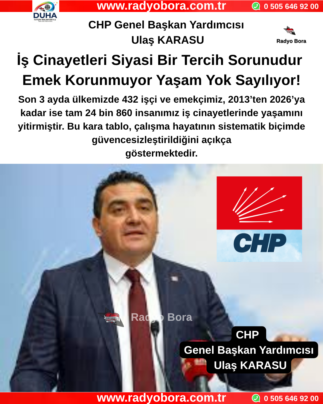 CHP Genel Başkan Yardımcısı Ulaş KARASU Radyo Bora