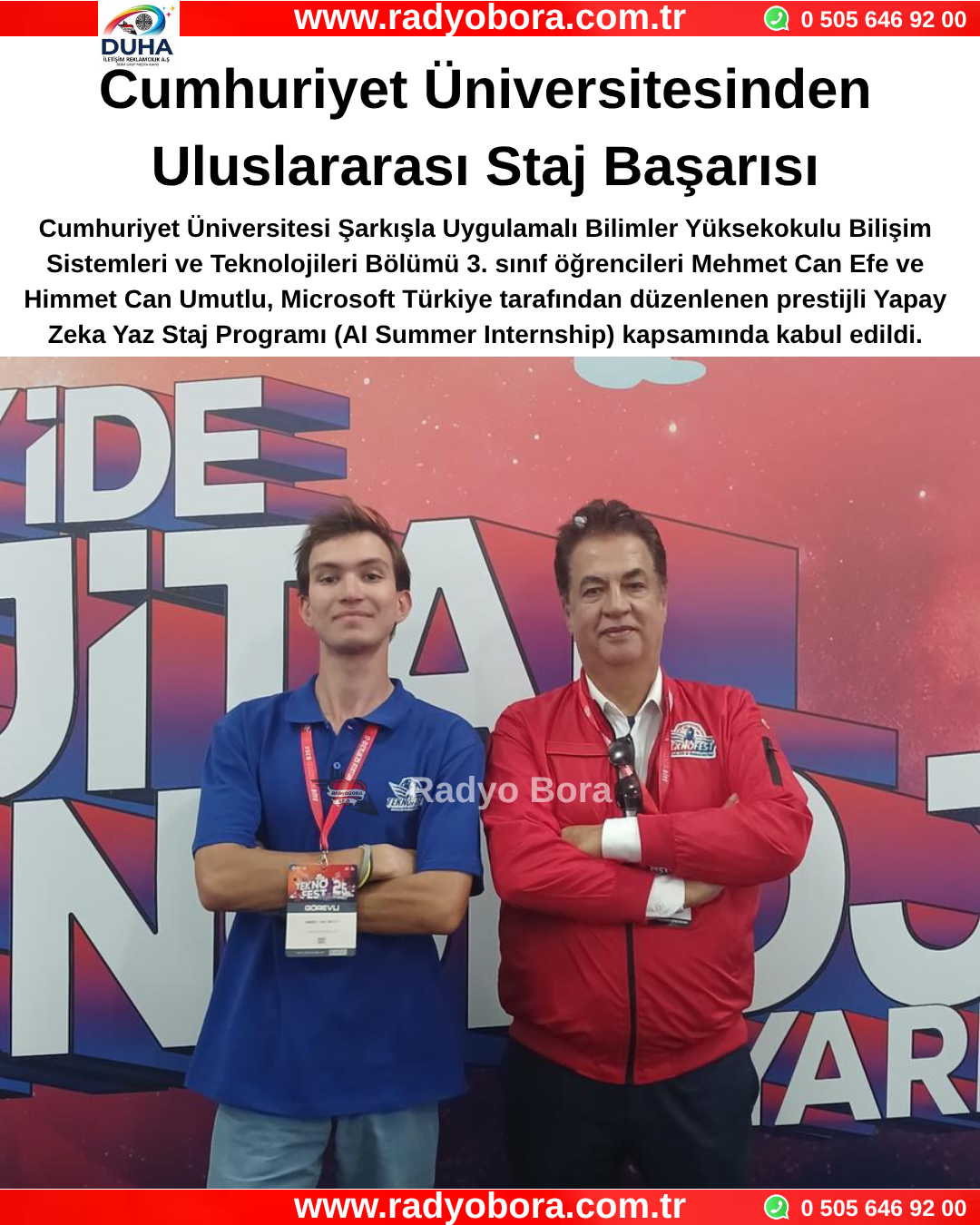Cumhuriyet Üniversitesinden Uluslararası Staj Başarısı Radyo Bora