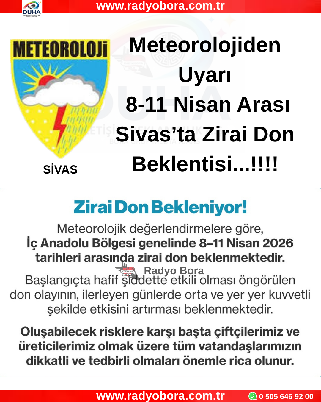 Meteorolojiden Uyarı 8-11 Nisan Arası Sivas’ta Zirai Don Beklentisi...!!!! radyobora
