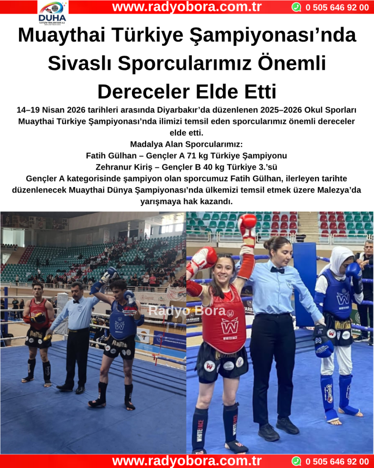Muaythai Türkiye Şampiyonası’nda Sivaslı Sporcularımız Önemli Dereceler Elde Etti Radyo Bora