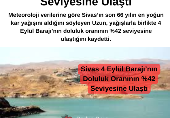 Sivas 4 Eylül Barajı’nın Doluluk Oranının %42 Seviyesine Ulaştı Radyo Bora