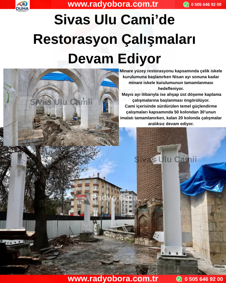 Sivas Ulu Cami’de Restorasyon Çalışmaları Devam Ediyor Radyo Bora