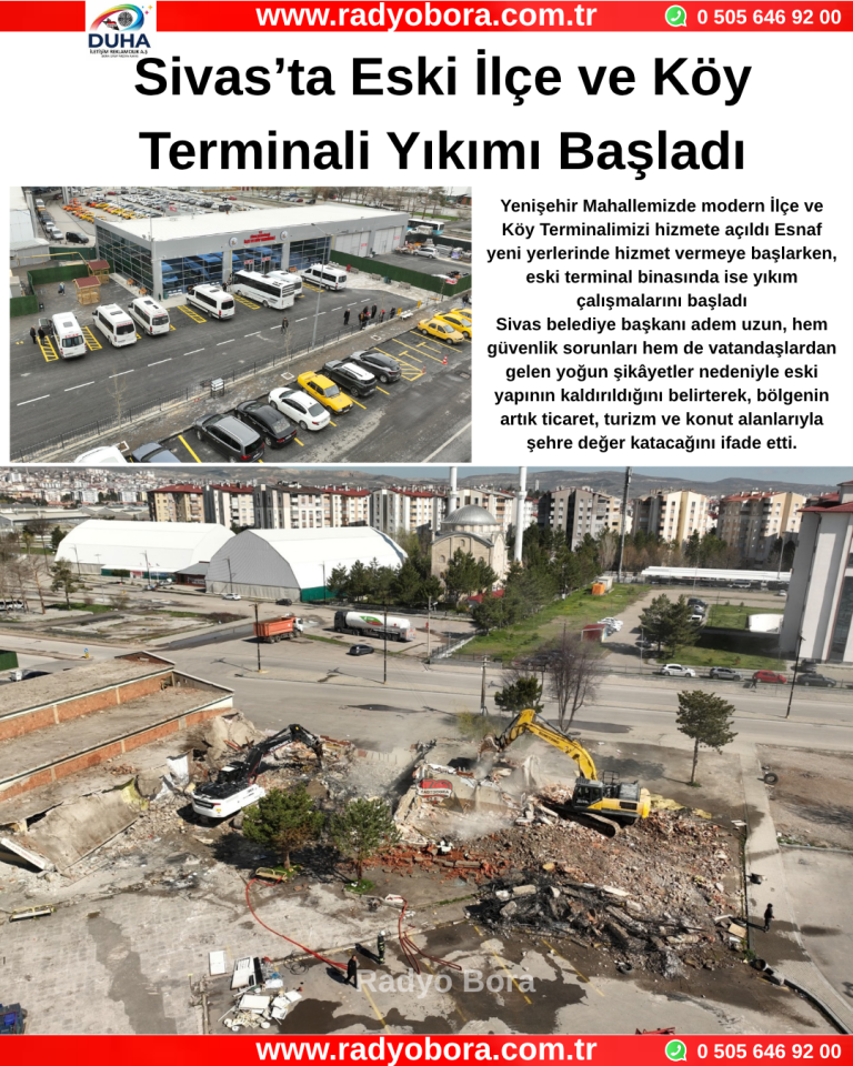 Sivas’ta Eski İlçe ve Köy Terminali Yıkımı Başladı Radyo Bora