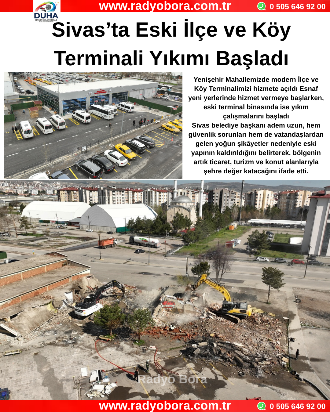 Sivas’ta Eski İlçe ve Köy Terminali Yıkımı Başladı Radyo Bora