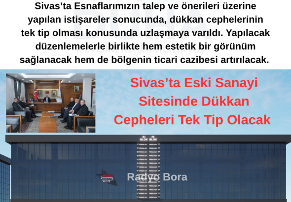 Sivas’ta Eski Sanayi Sitesinde Dükkan Cepheleri Tek Tip Olacak radyo bora