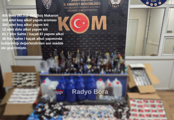 Sivas’ta Kaçak Alkol Yakalandı radyobora