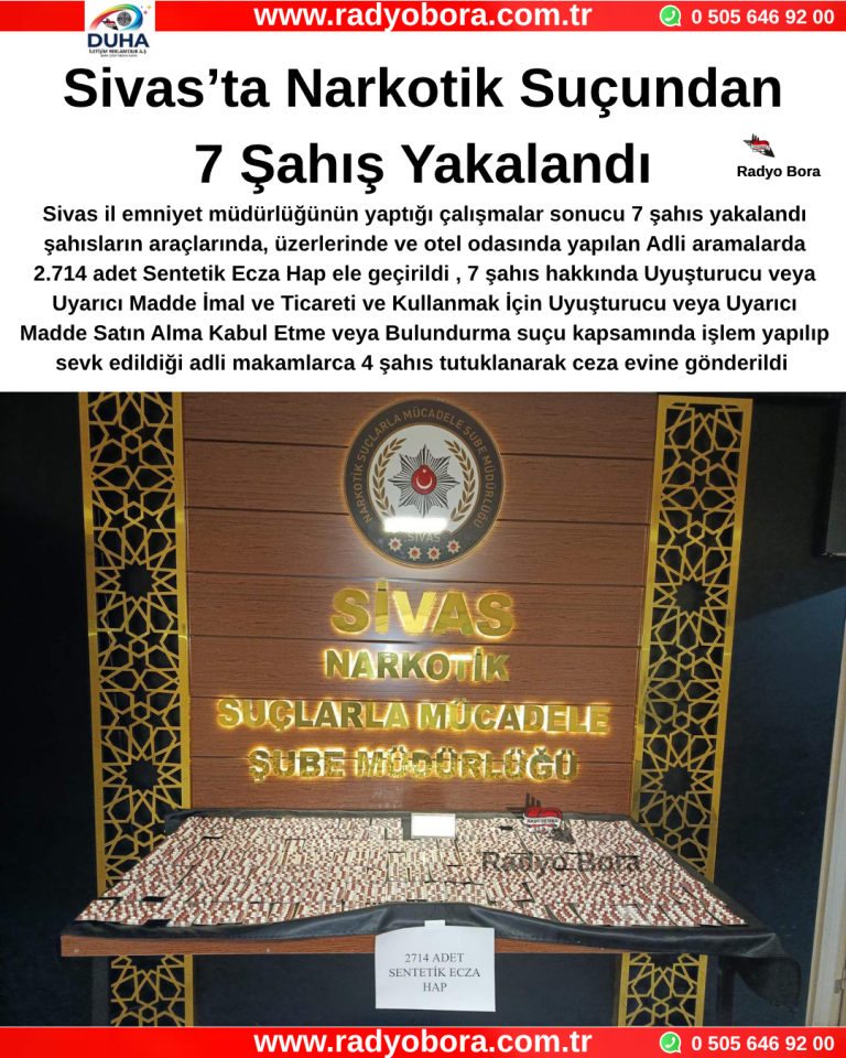 Sivas’ta Narkotik Suçundan 7 Şahış Yakalandı Radyo Bora