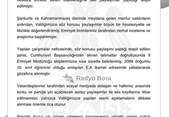 Sivas'ta Okullara Yönelik Yapılacak Sasldırı Hakkında Basın Açıklaması Radyo Bora