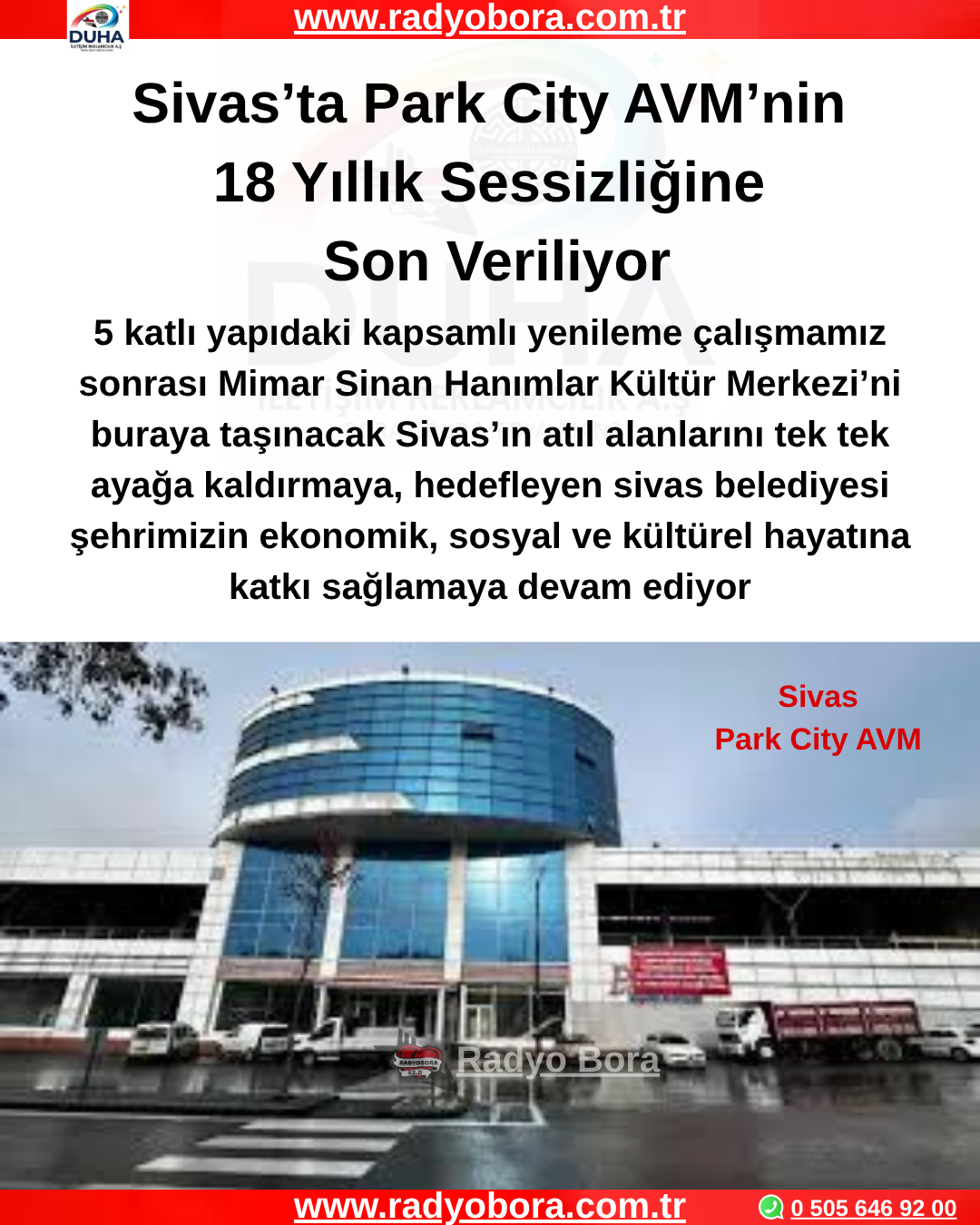 Sivas’ta Park City AVM’nin 18 Yıllık Sessizliğine Son Veriliyor Radyo Bora