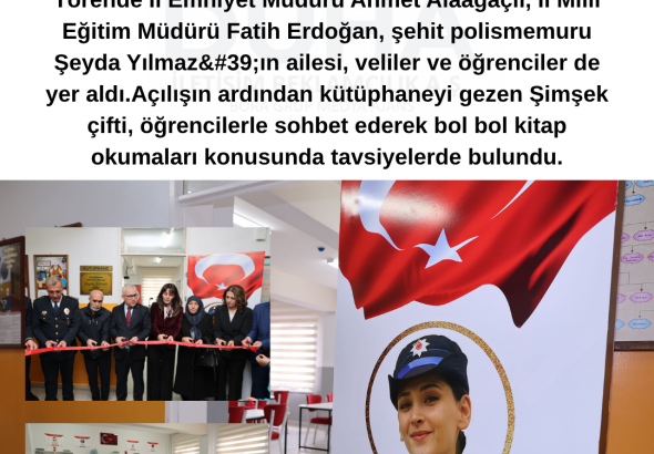 Sivas'ta Şehit Polis Şeyda Yılmaz Kütüphanesi Açıldı Radyo Bora