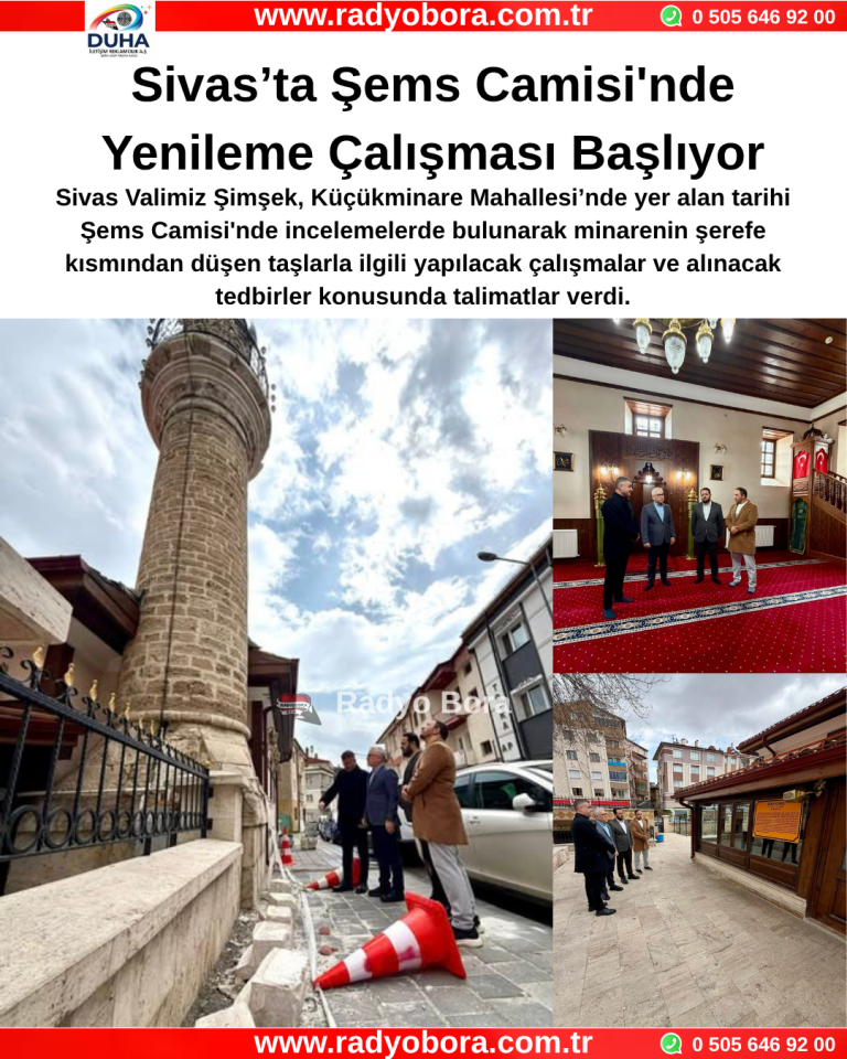 Sivas’ta Şems Camisi'nde Yenileme Çalışması Başlıyor Radyo Bora