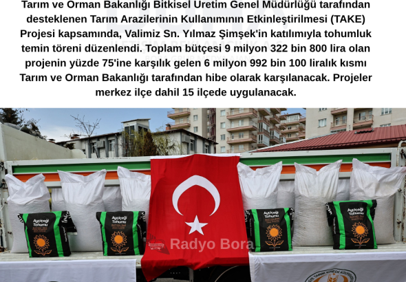 Sivas'ta TAKE Projesi Kapsamında Tohumluk Dağıtımı Gerçekleştirildi Radyo Bora