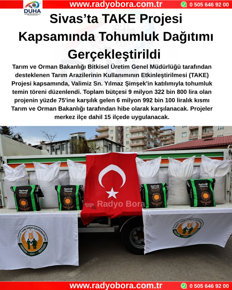 Sivas'ta TAKE Projesi Kapsamında Tohumluk Dağıtımı Gerçekleştirildi Radyo Bora
