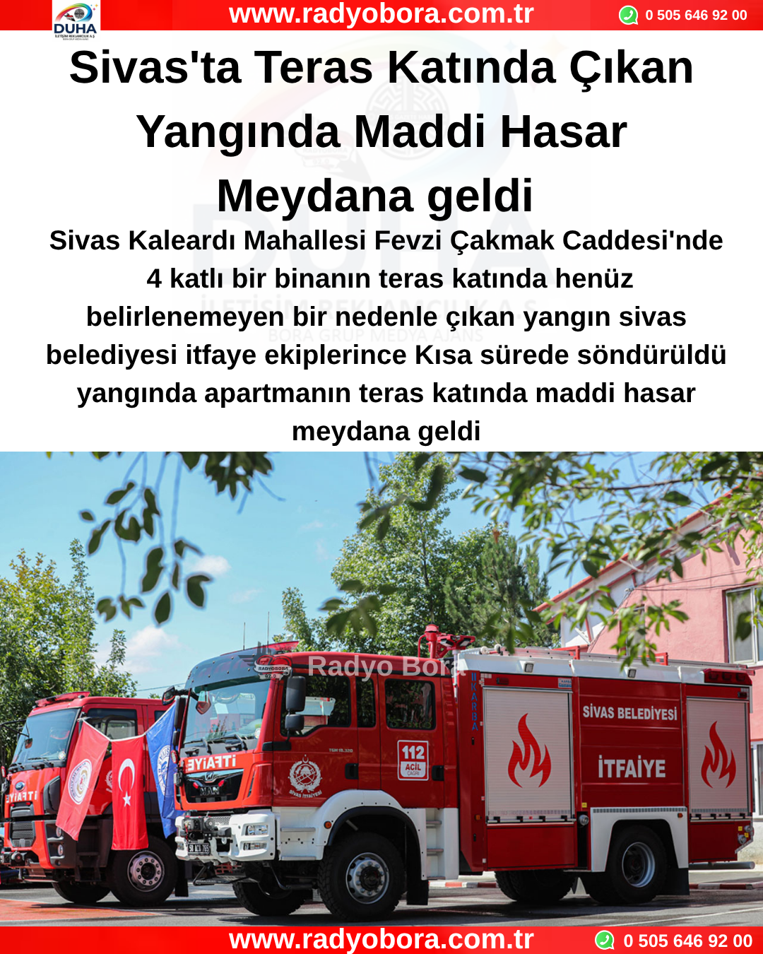 Sivas'ta Teras Katında Çıkan Yangında Maddi Hasar Meydana geldi  Radyo Bora